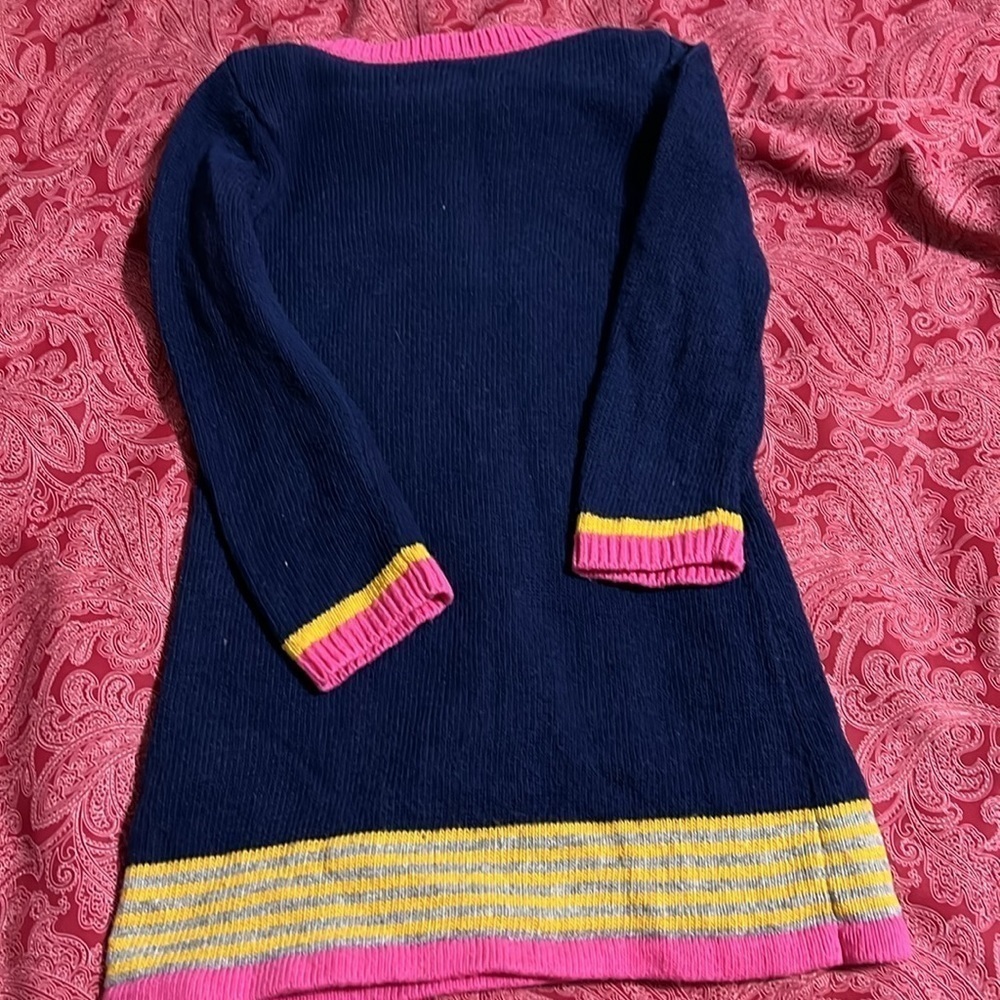 BABY BODEN cotton / cashmere navy dress with chicken motif. 18-24m - Picture 8 of 8